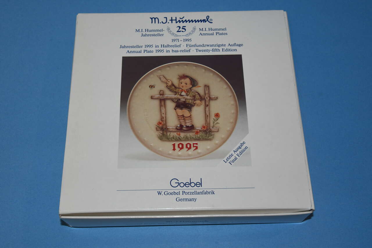 VINTAGE 1995 MJ HUMMEL ~ GOEBEL ~ "COME BACK SOON" PLATE in BOX ~ LAST PLATE IN THE SERIES ~ NO CHIPS!