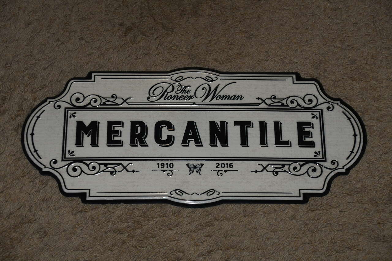 PIONEER WOMAN "MERCANTILE" METAL SIGN ~ 20" x 9" ~ NICE!