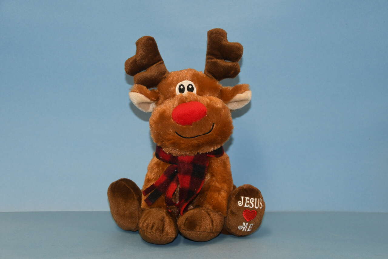 "JESUS LOVES ME" CHRISTMAS STUFFED MOOSE ~ 11" ~ SOFT & CLEAN!