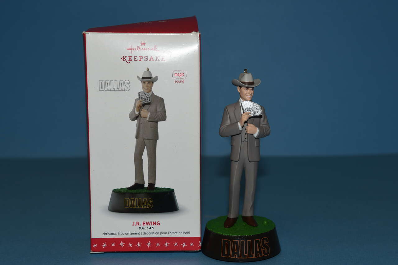 HALLMARK JR EWING, DALLAS CHRISTMAS TREE ORNAMENT ~ SOUND ~ DALLAS THEME SONG ~ NO BATTERIES