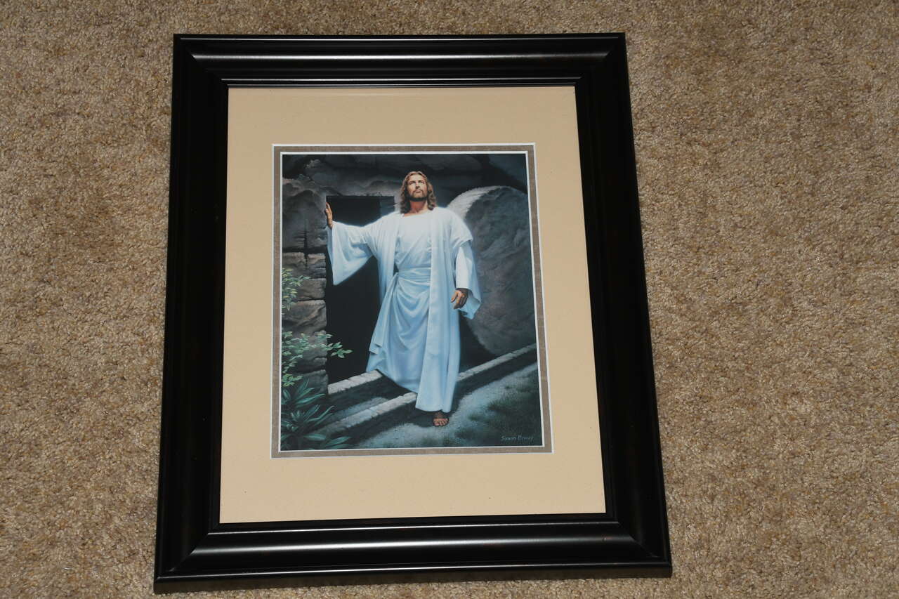 "HE LIVES" Picture by SIMON DEWEY ~ 17" x 14" FRAMED ~ NICE!