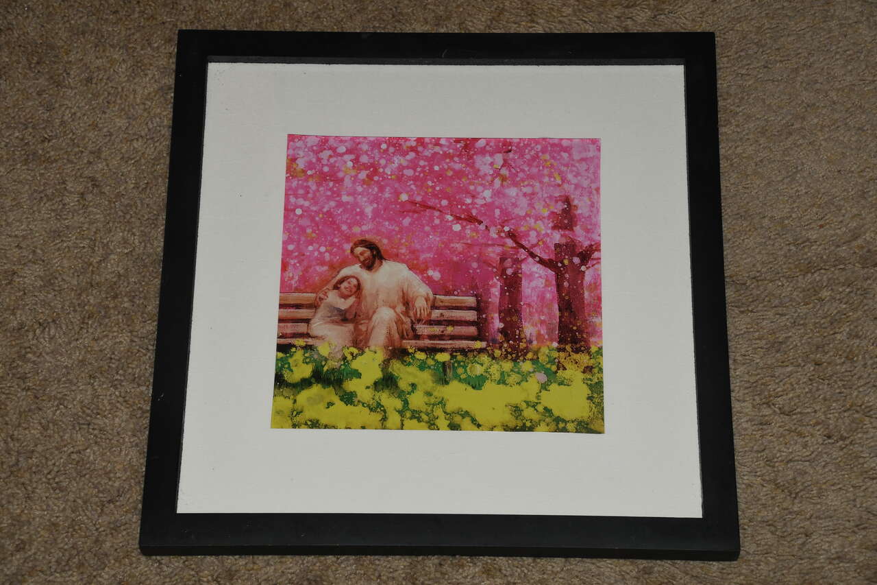 "MY SAVIOR, MY FRIEND" PICTURE by YONGSUNG KIM ~ 13" x 13" FRAMED ~ NICE!