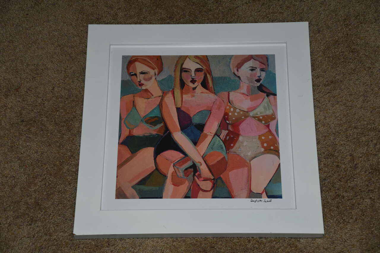 "SWIM SUIT GIRLS" PICTURE ~ HAYLEY MITCHELL ~ 15" x 15" FRAMED