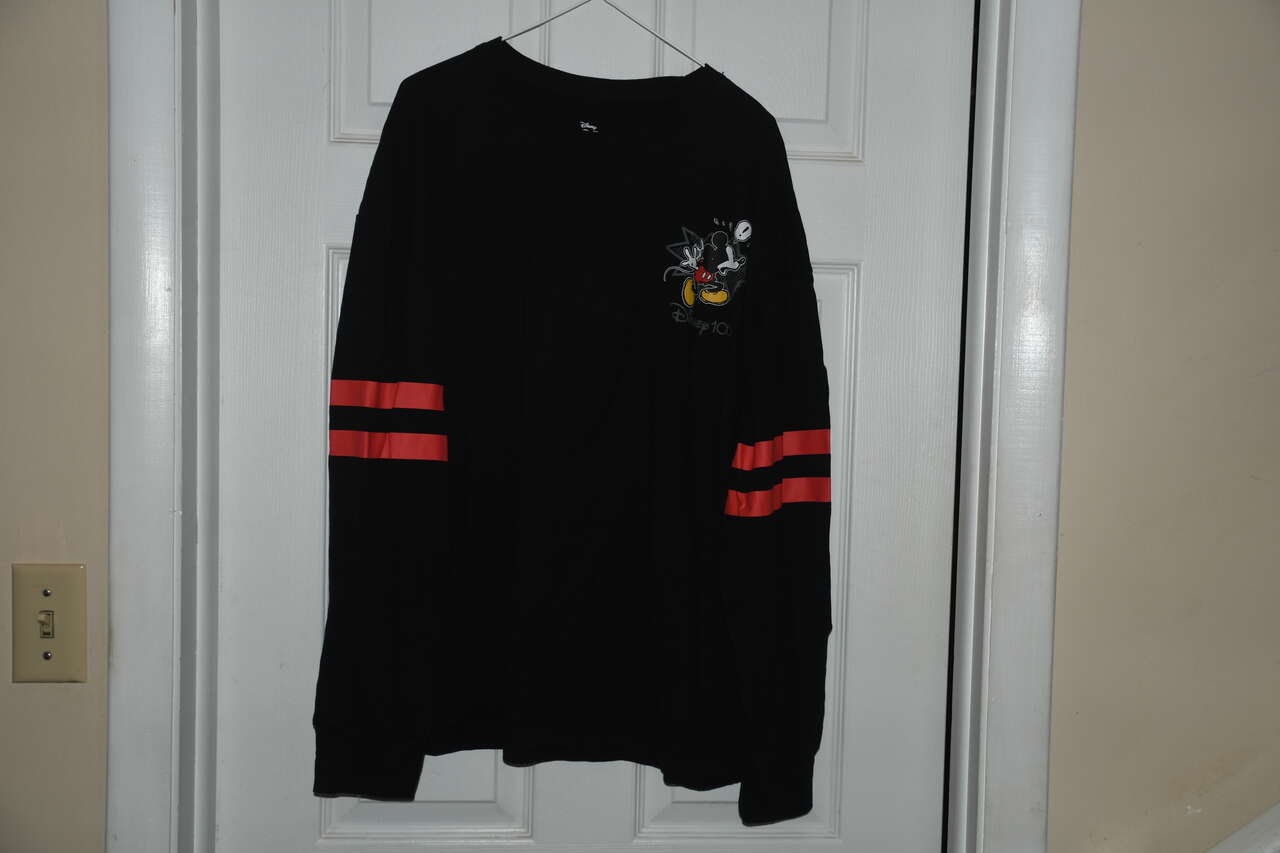 MICKEY MOUSE BLACK SHIRT ~ SIZE XL ~ LONG SLEEVES ~ 100% COTTON ~ NEW, NEVER WORN