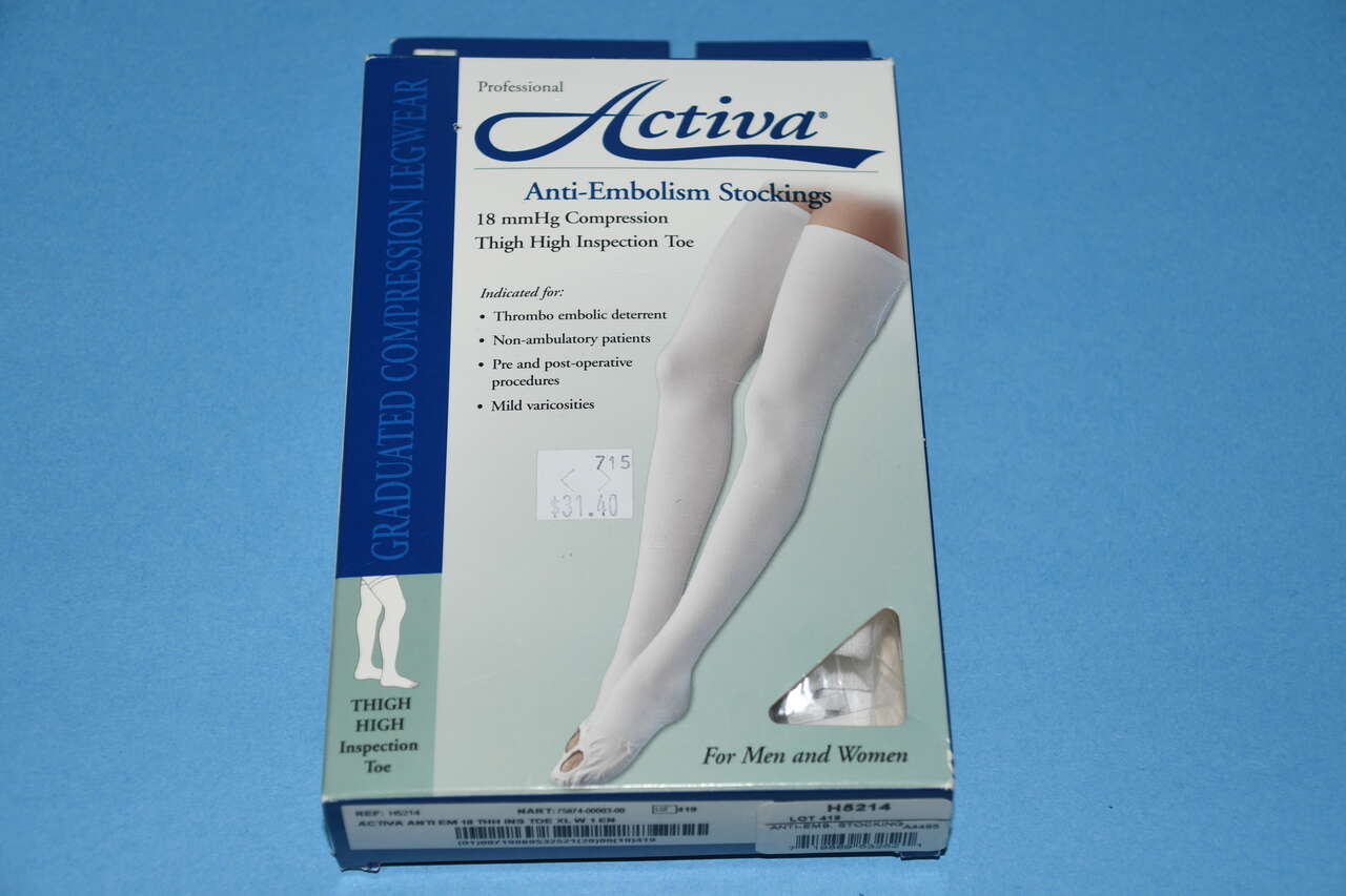NIB ACTIVA COMPRESSION SOCKS ~ ANTI-EMBOLISM ~ WHITE ~ SIZE XL