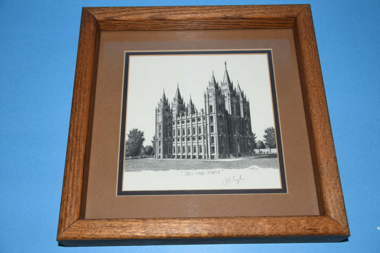 SALT LAKE TEMPLE PICTURE ~ SIGNED ~ 11" x 11" FRAMED
