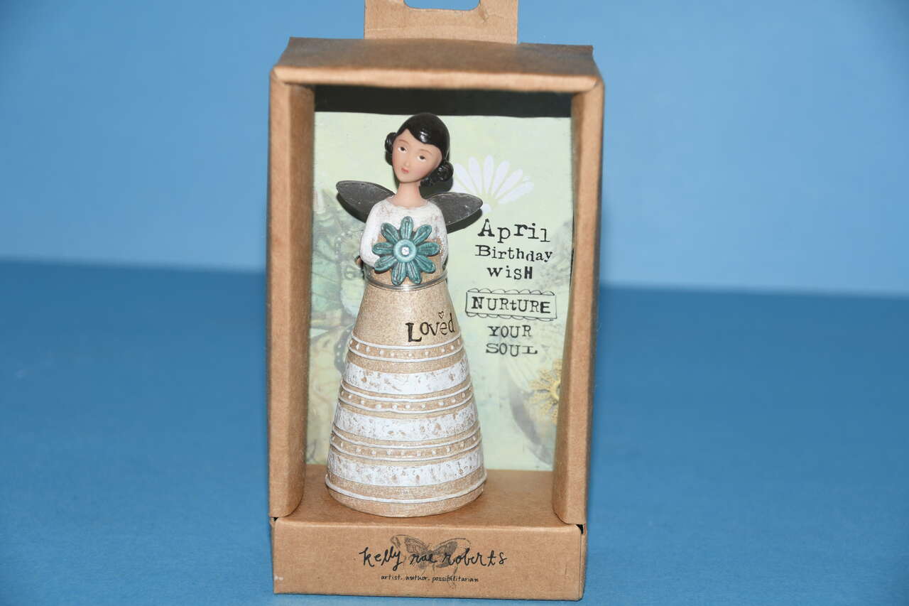 NIB DEMDACO " APRIL BIRTHDAY WISH ANGEL" KELLY RAE ROBERTS ~ Height 4" ~ NICE!
