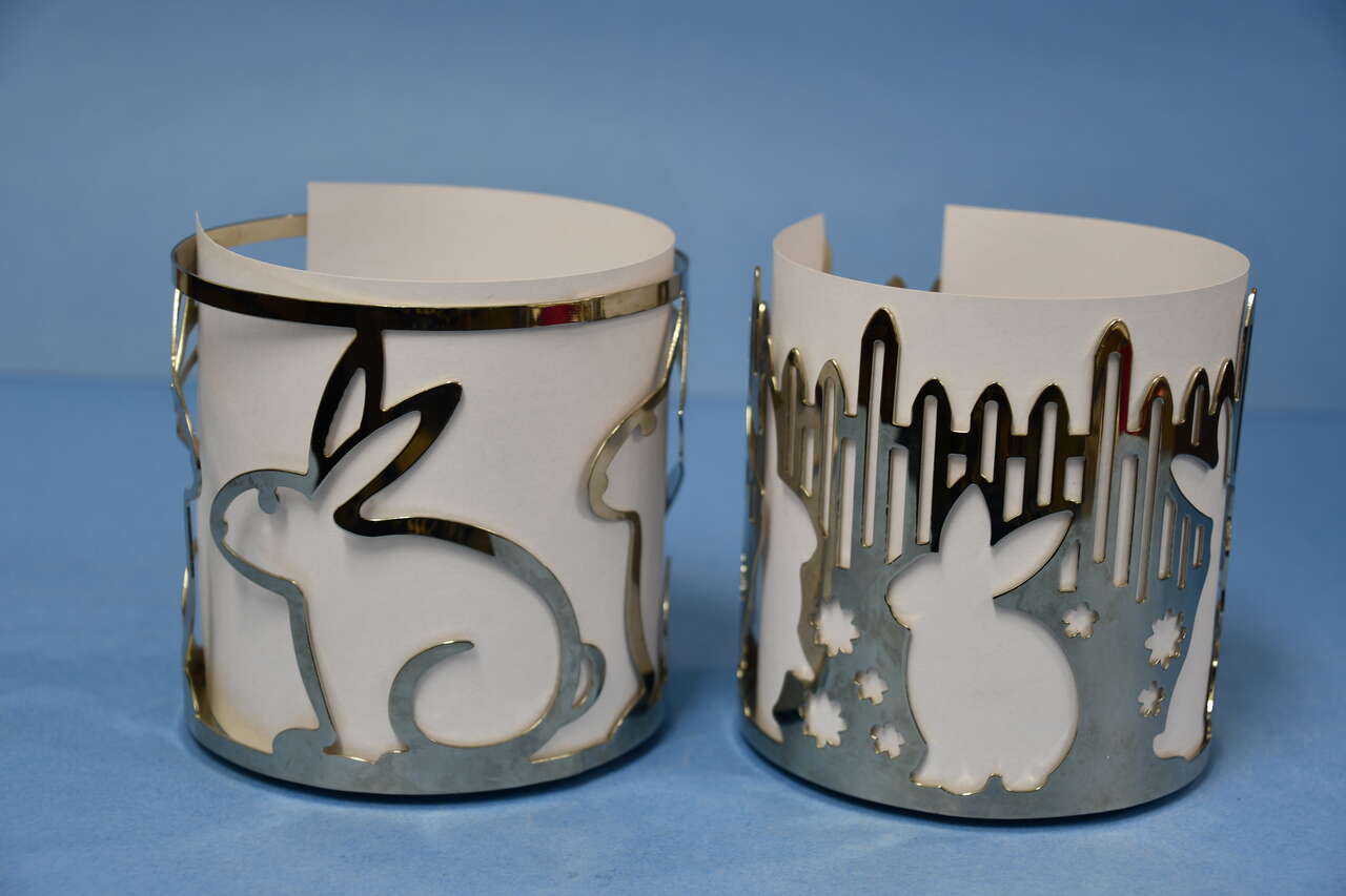 2 EASTER BUNNY RABBIT CANDLE HOLDERS ~ DIAMETER 4" ~ SONOMA  & YANKEE CANDLE ~ CLEAN!
