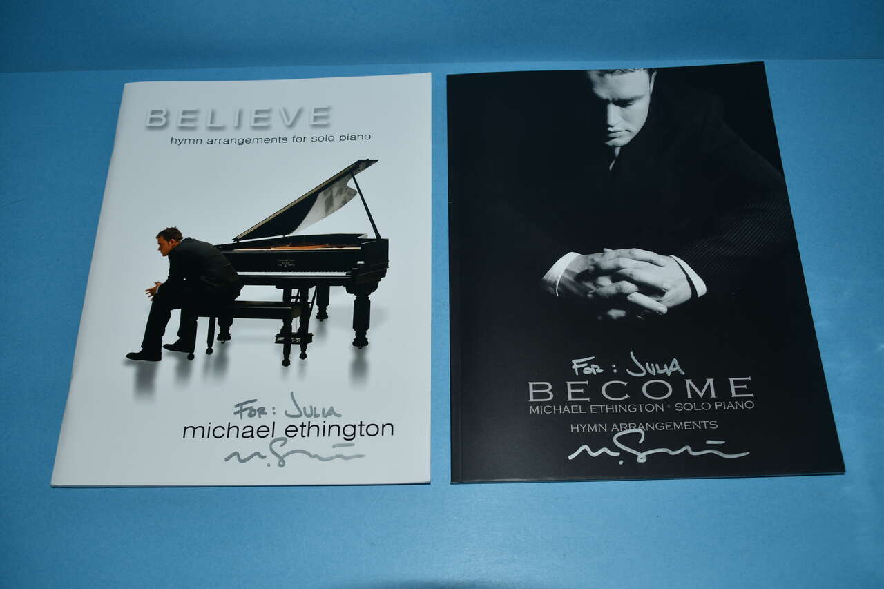 2 MICHAEL ETHINGTON PIANO SOLO SONGBOOKS ~ BELIEVE & BECOME ( SIGNED)