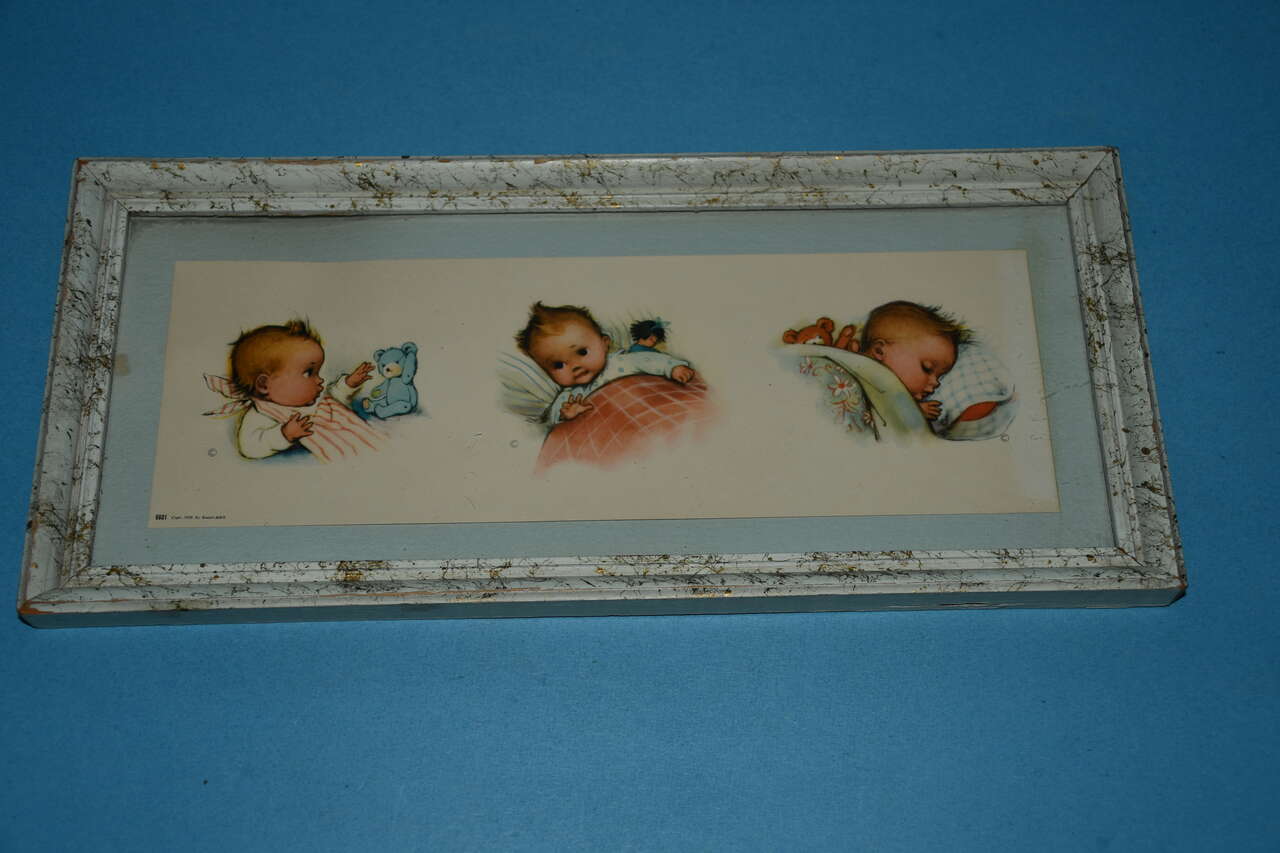 VINTAGE 1956 "SWEET BABY" PICTURE ~ 6" x 13" FRAMED