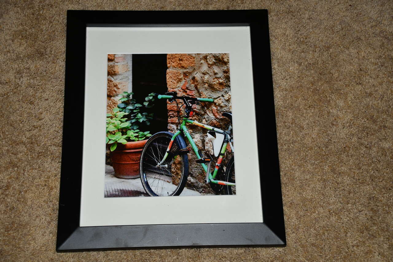 "BICYCLE" PICTURE ~ 13" x 16" FRAMED ~ BLACK FRAME