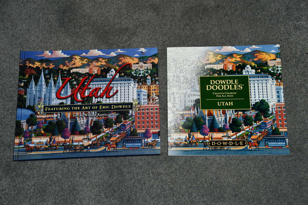 LARGE HARDCOVER "THE ART OF ERIC DOWDLE" BOOK + DOWDLE DOODLES "CREATIVE COLORING BOOK"