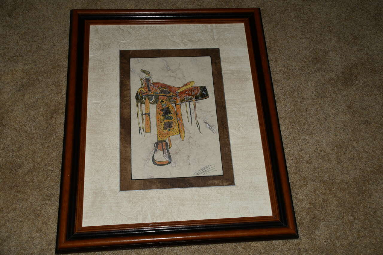 LARGE "WESTERN SADDLE" PICTURE ~ BUTLER ~ SIGNED & NUMBERED ~ FACING LEFT