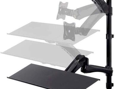 Stand Monitor and Keyboard Workstation Mount - for Displays 13in to 26in, VESA 75x75 to 100x100, Compatible with Most Desks