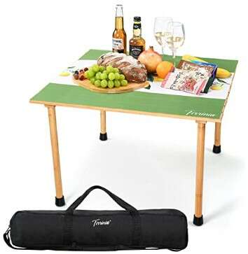 Tirrinia 26x26in Foldable Picnic Table with Carrying Bag + Free Picnic Pad