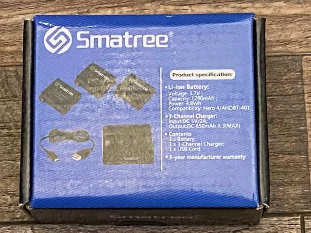 Smatree Battery (3 Pack) and 3-Channel Charger Compatible for Gopro Hero 4 (NOT for Hero 5)