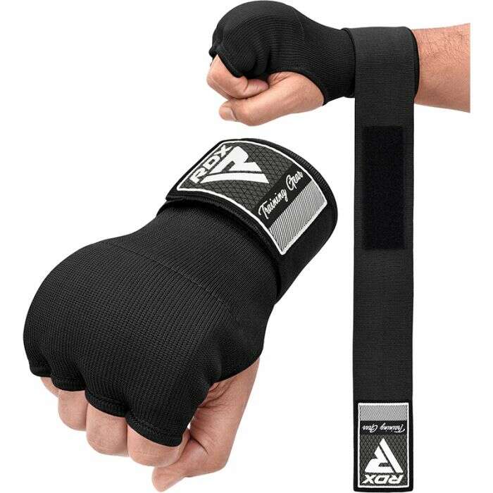 RDX Is Gel Padded Inner Gloves Hook & Loop Wrist Strap for Knuckle Protection Black-M