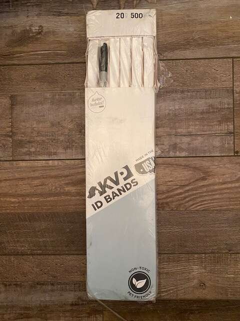KVP Pet 500 Count ID Bands, 20", White