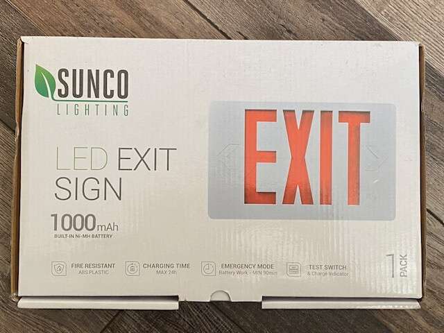 Sunco LED EXIT Sign (Red), Damp Rated