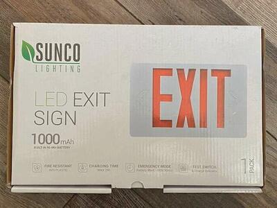 Sunco LED EXIT Sign (Red), Damp Rated