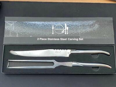 French Home Laguiole 2pc Stainless Steel Carving Knife and Fork Set