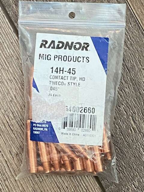 RADNOR&trade; .045" X 1.5" 0.054" Bore 14 Series Contact Tip 14H-45