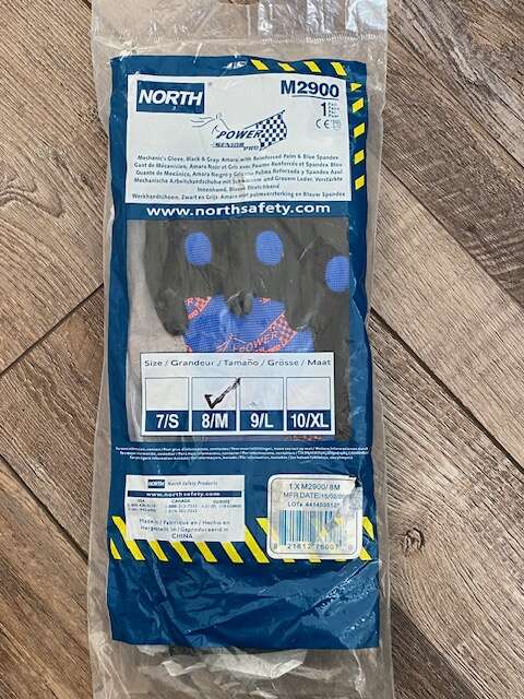 North Mecano M2900 Black/Blue/Gray Medium Clarino/Spandex Mechanic's Gloves - M2900/8M