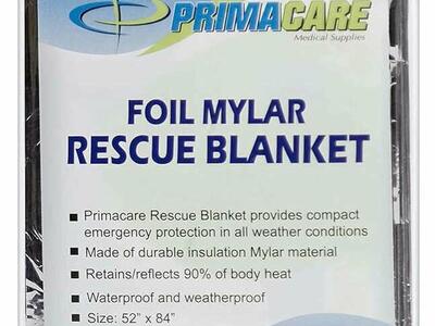 Primacare CB-6841 Emergency Foil Mylar Thermal Blankets, First Aid Space Blanket 52" x 84"
