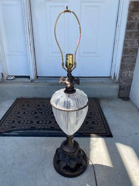 33-inch Brass and Glass Art Deco Table Lamp