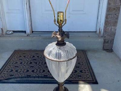 33-inch Brass and Glass Art Deco Table Lamp