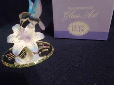 "Glass Baron" Blue Humming Bird & Lily