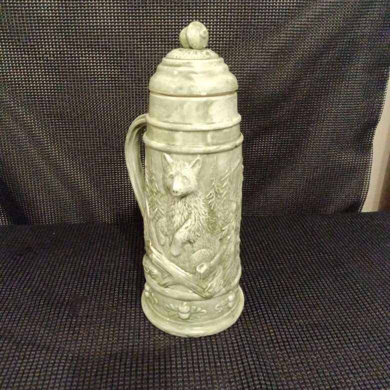 Unique Green Glazed BEAR Stein Bisque with Lid