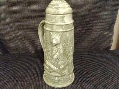 Unique Green Glazed BEAR Stein Bisque with Lid