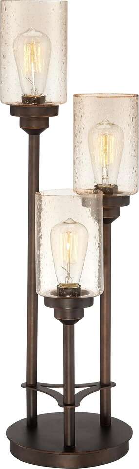 Franklin Iron Works Libby Modern Industrial Rustic Farmhouse Table Lamp 30" Tall Full Size Bronze