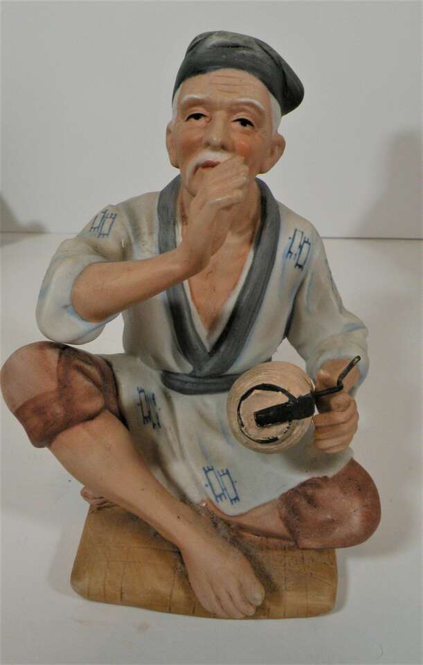 Vintage 1950&amp;quot;s Hakata Urasaki Clay Japanese Figures (3) Sitting Figures
