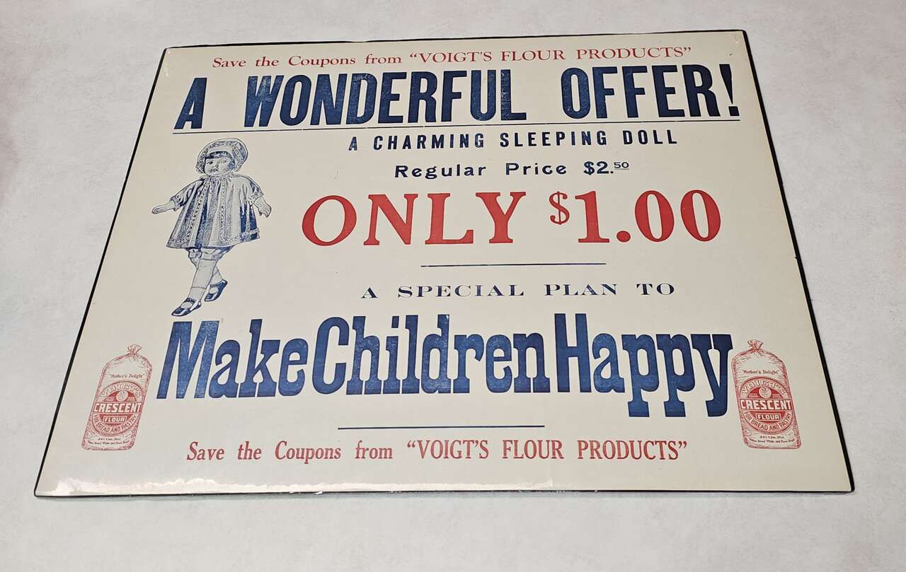1910 Crescent Flour Promotional Doll Poster Paper Sign