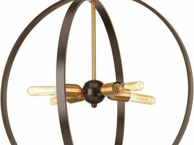 Brand New - Galley Collection 2-Light Antique Bronze Linen Shade Coastal Pendant Light