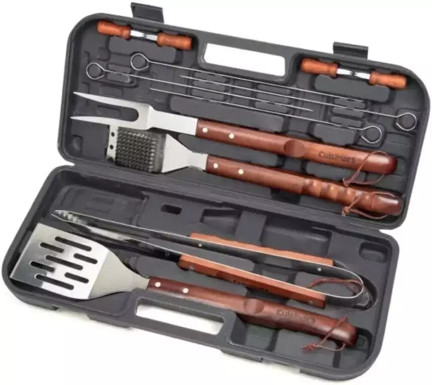 Cuisinart 13-Piece Wooden Handle Grilling Set with Carry Case Brand New!!/BBQ set