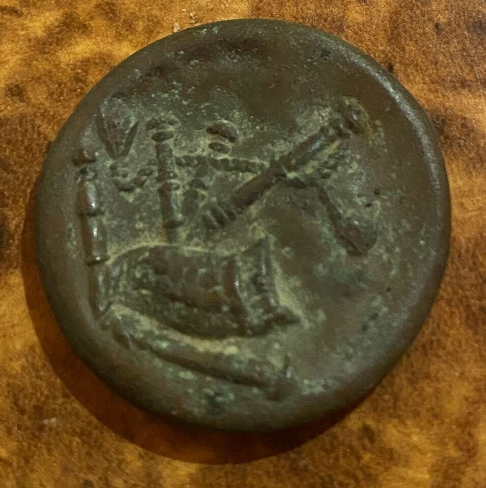 old bagpipe button cover