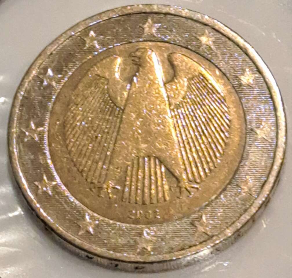 2002 F German 2 Euro coin AU cond- Hard to Find