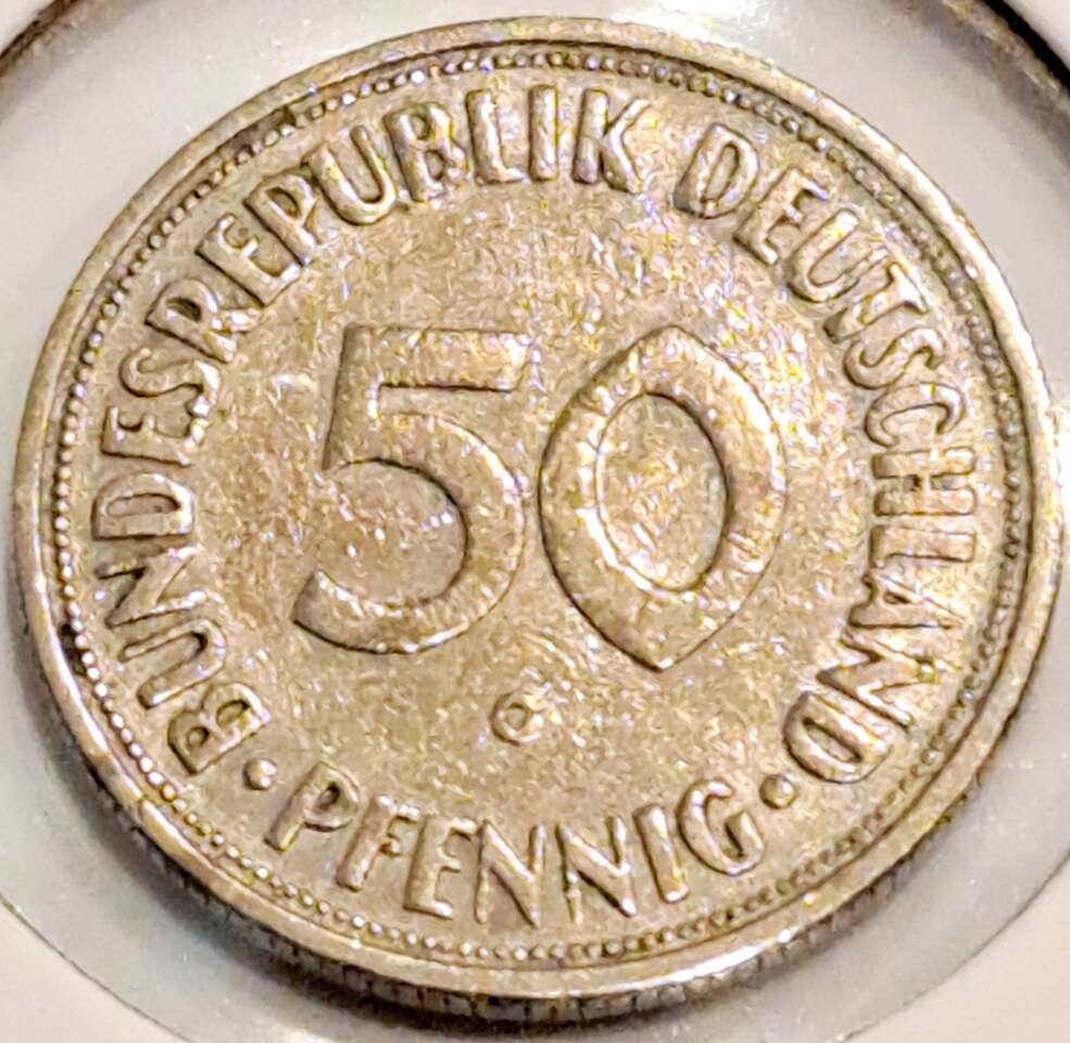 1950 G GERMAN 50 PFENNIG AU - WOMAN PLANTING