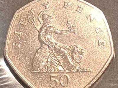 1997 UK Queen Elizabeth II 50 Fifty Pence Coin AU