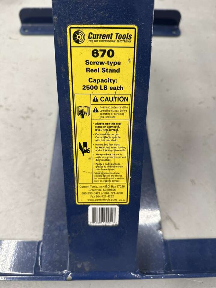 Current Tool 670 Reel Stand - 2500 Lb  capacity