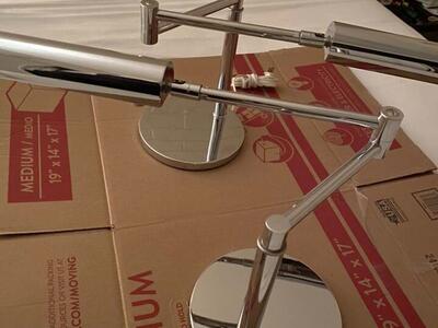 Pair Of MCM German Swing Arm Chrome Vintage Lamps