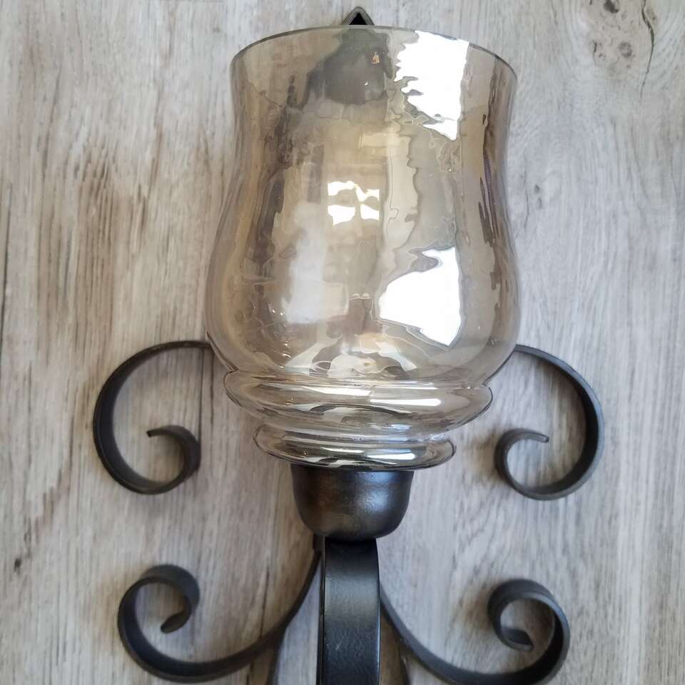 Fleur de lis Metal and Glass Wall Sconce