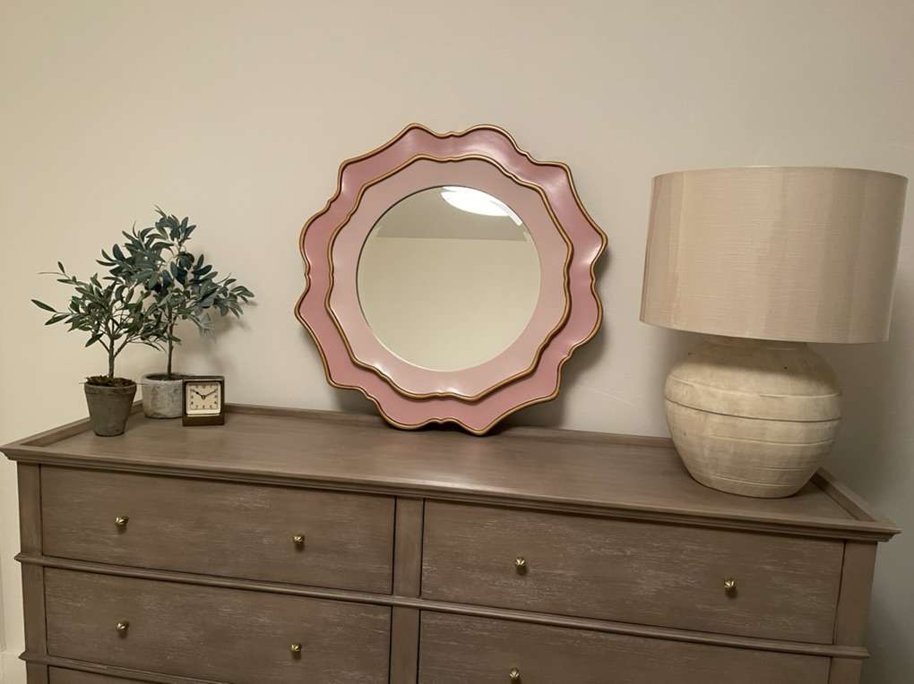 Gold And Pink Round Mirror