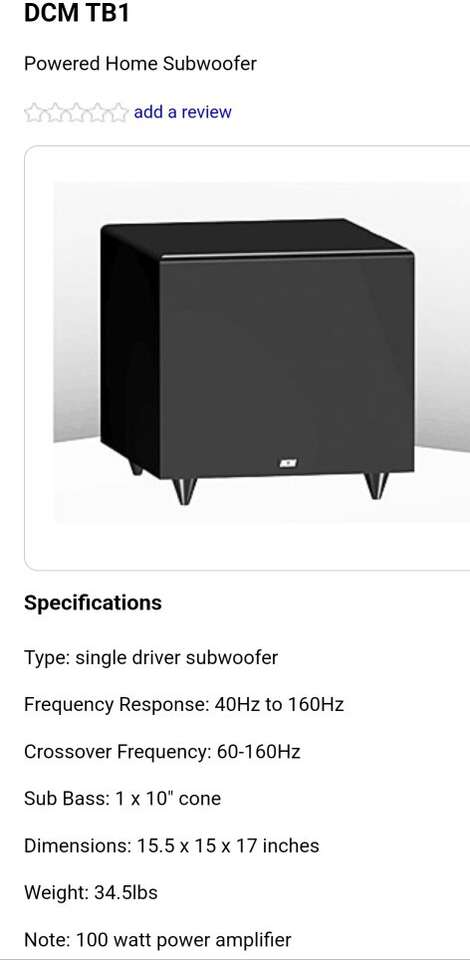 DCM TB1 Powered Subwoofer