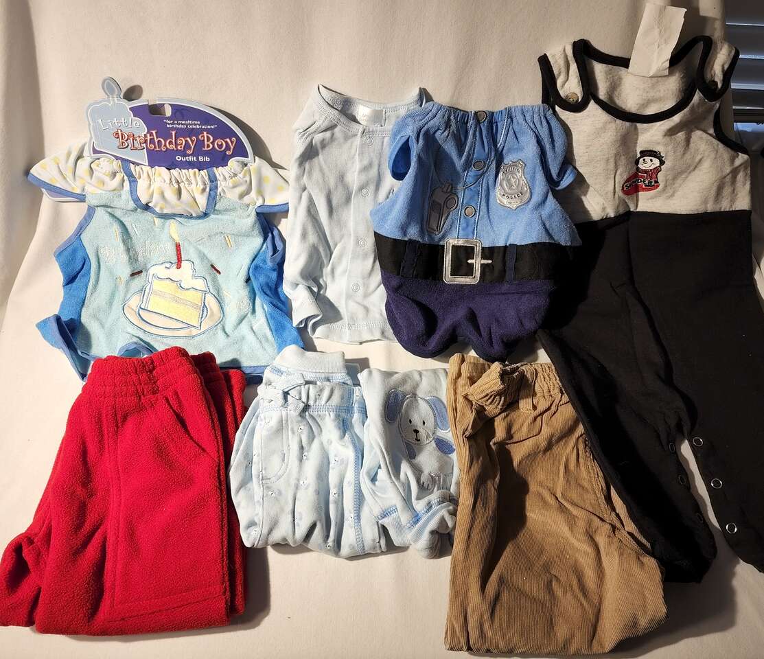 Boys lot - Childs Clothes. Outfit Bib, Police outfit, pants, etc.