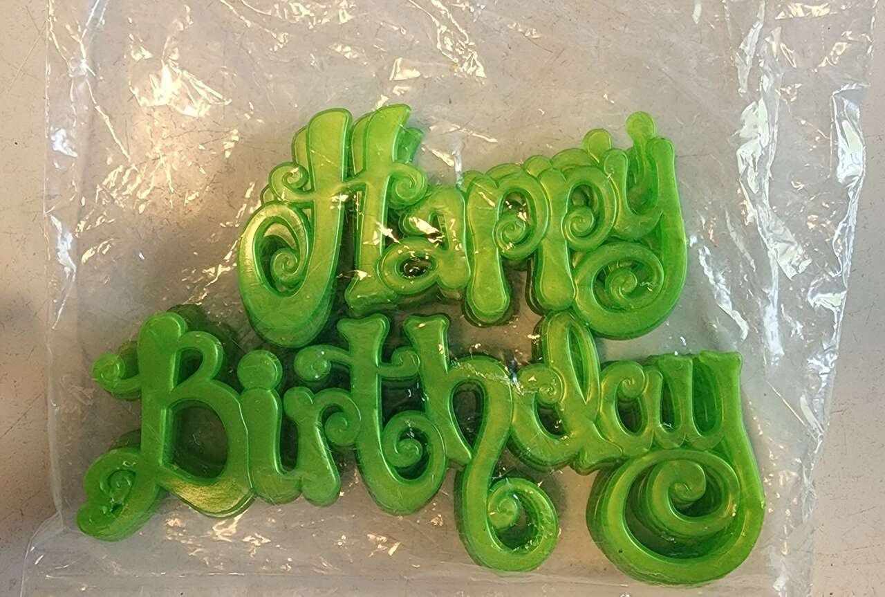 DECOPAC - 24 Happy Birthday Cake Toppers - 4 Different Colors. New, sealed