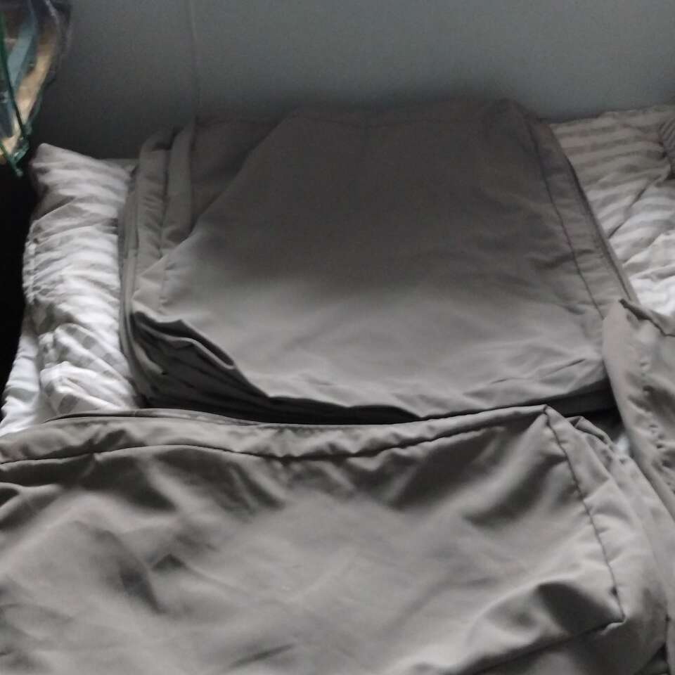 med. gray outdoor cushion covers excellent cond.